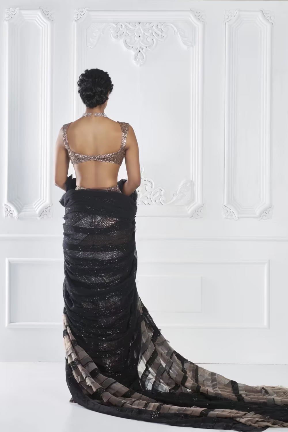 Brown Silver Sequin Skirt Set