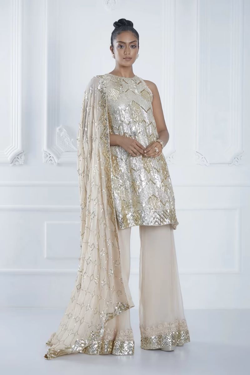 Gold Chevron Short Kurta Set