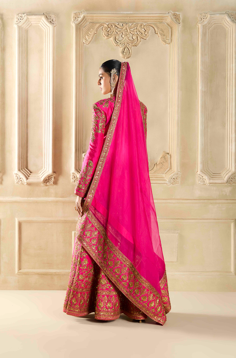 Vibrant Fuchsia Embroidered Jacket Set