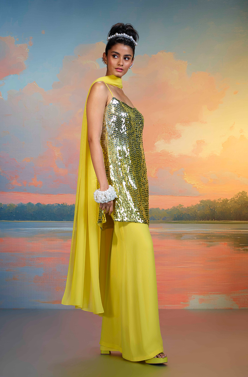 Yellow Sequin Kurta Set