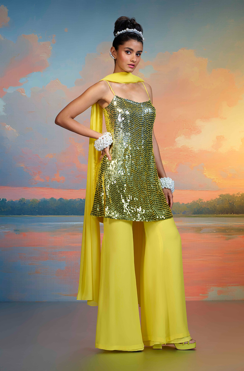 Yellow Sequin Kurta Set