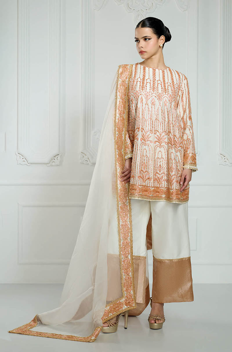 Badami Short Tilla Embroidered Kurta Set