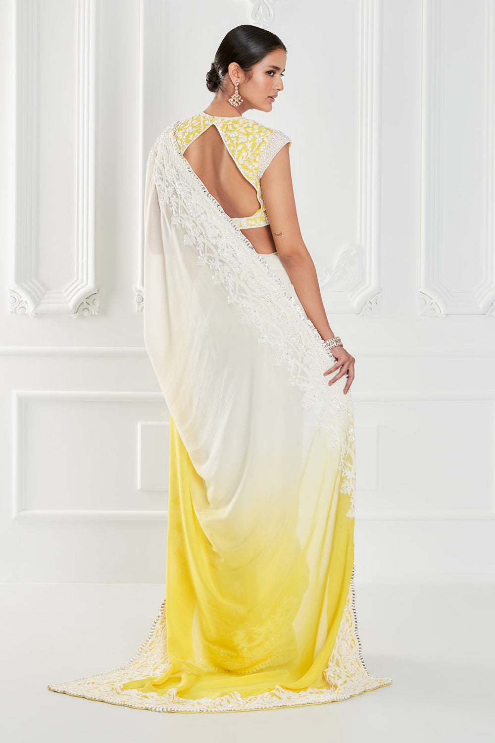 Yellow Chiffon Saree