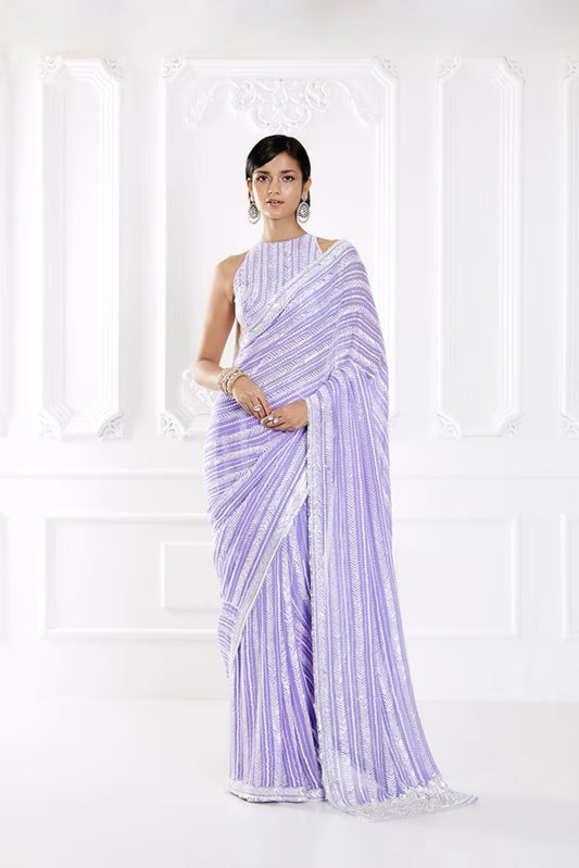 Lavender Taban Sequin Saree Set