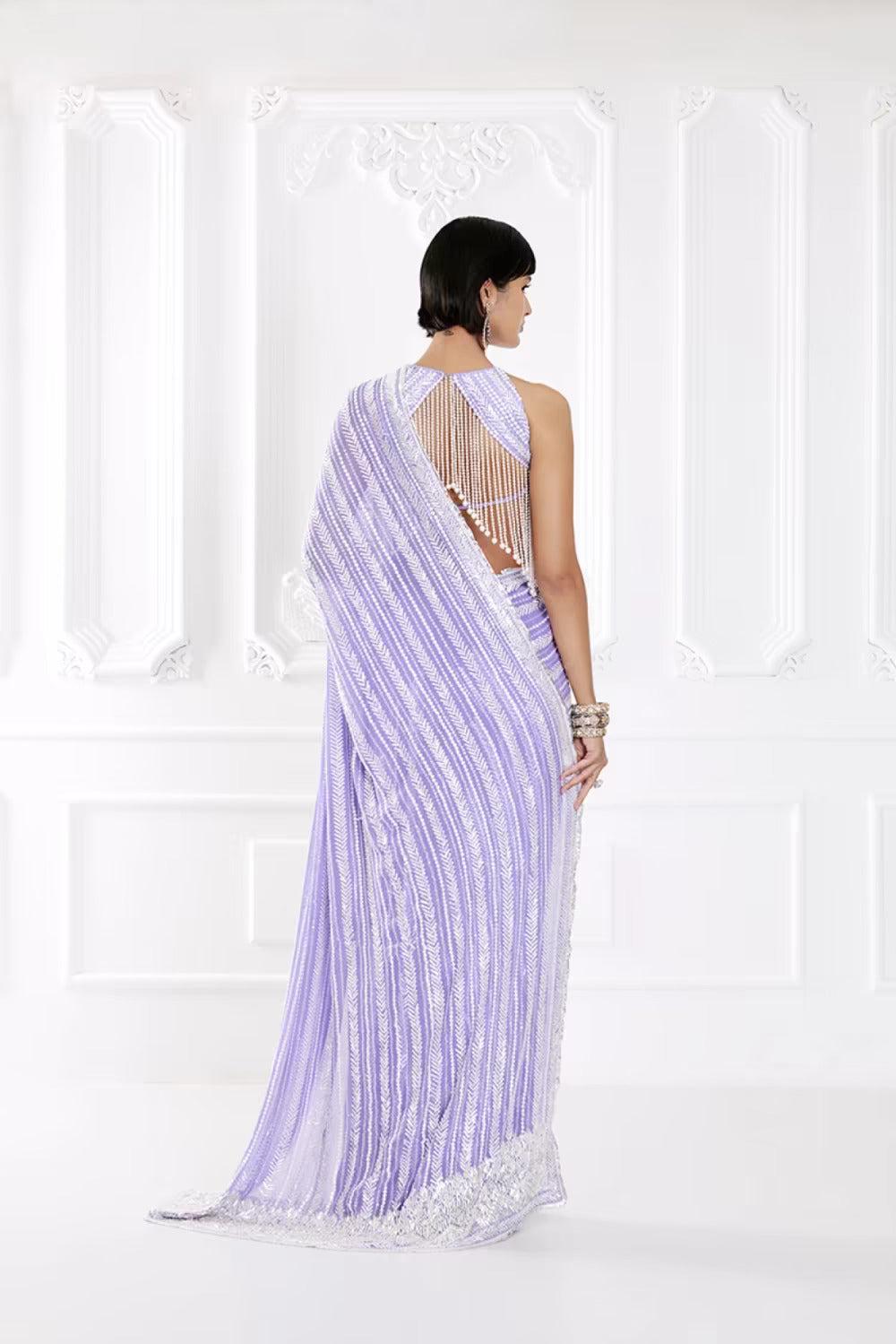 Lavender Taban Sequin Saree Set