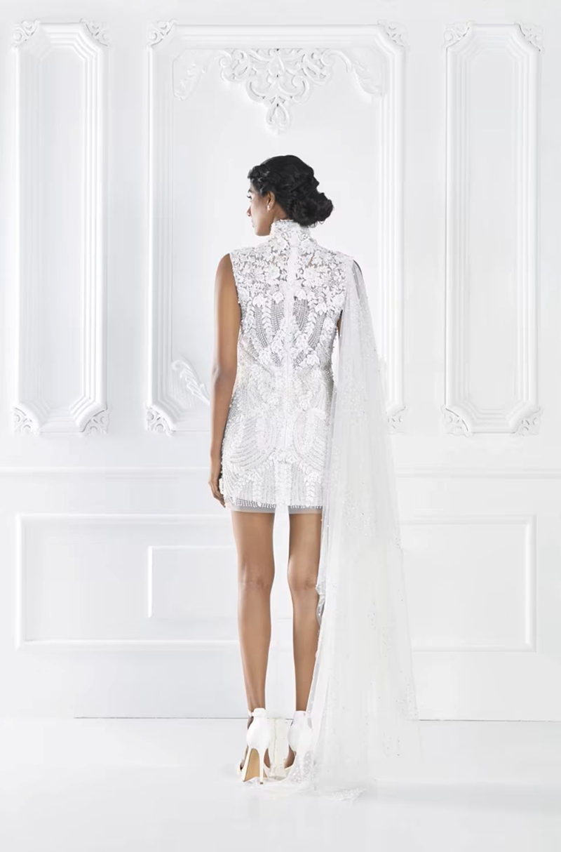 Ivory Short Embroidered Dress