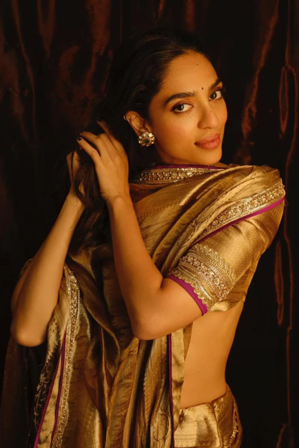 Sobhita Dhulipala in our Handwoven Tissue Saree Set