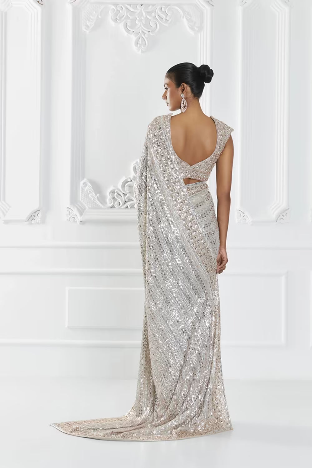 Grey Taban Embellished Saree Set