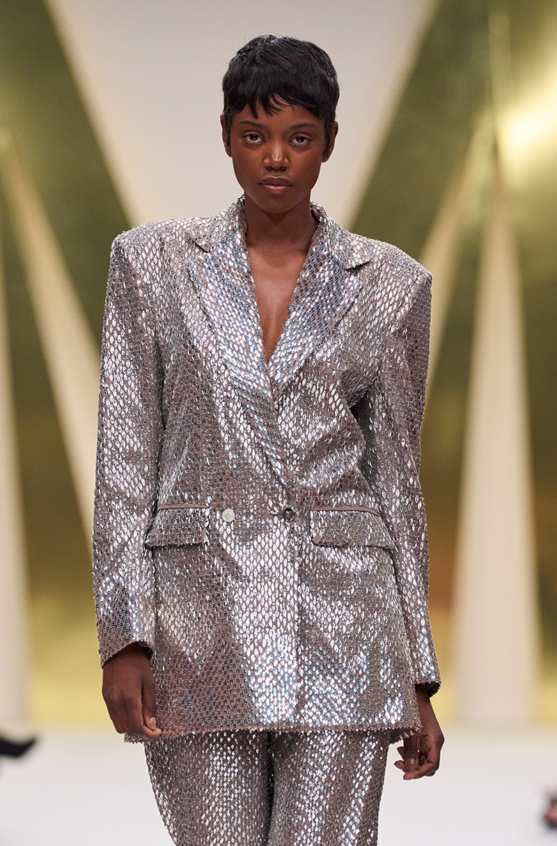 Oyster Fish Scale Sequin Blazer Set