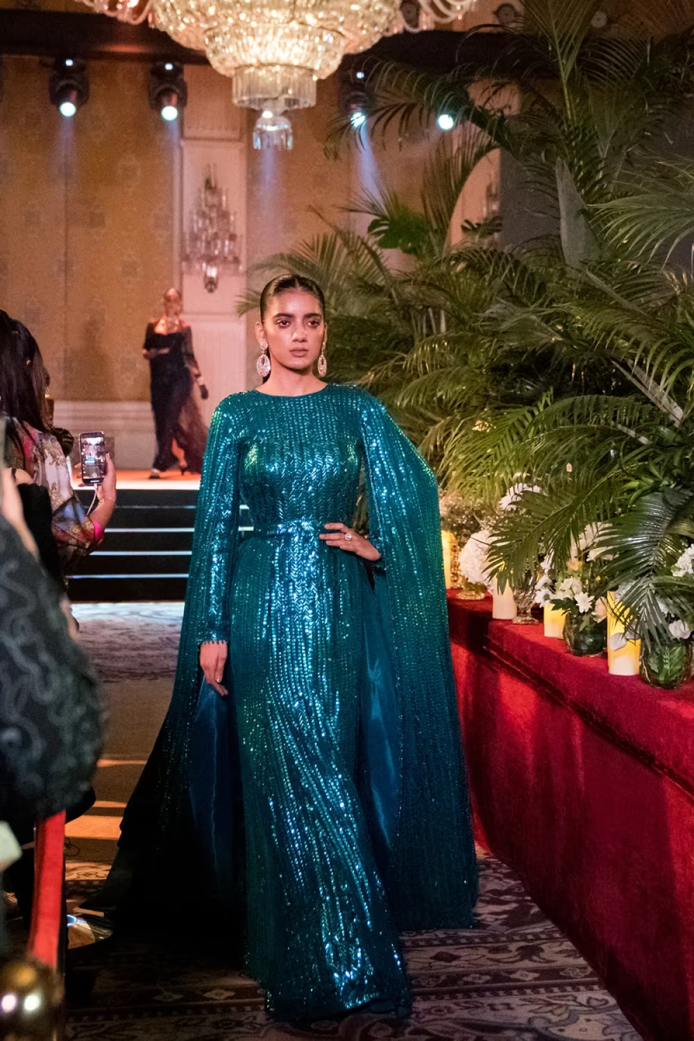 Teal Taban Sequins Gown