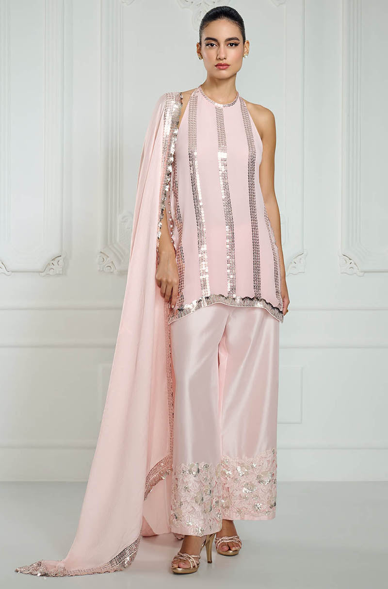Baby Pink Sequin Embroidery Highlights Kurta Set