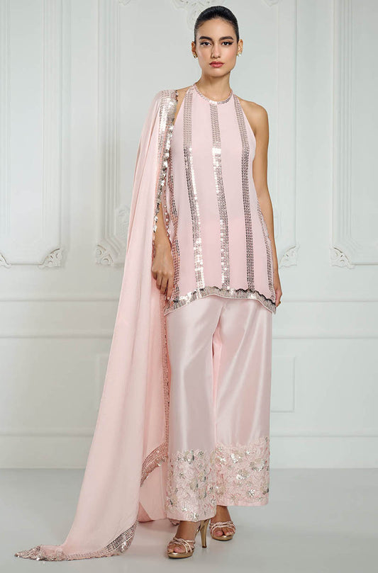 Baby Pink Sequin Embroidery Highlights Kurta Set