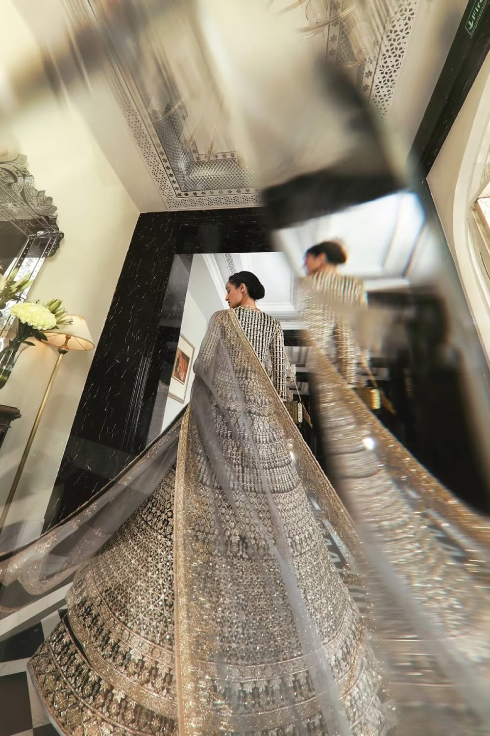 Rich Black Raw Silk Embroidered Jacket Lehenga Set