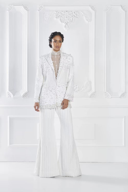 Ivory Embellished Pant Suit Set