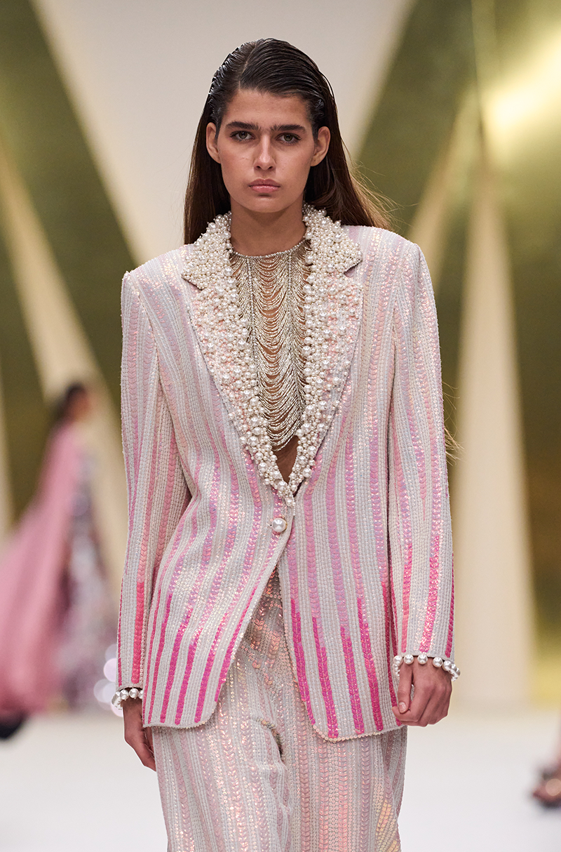 Pink Shaded Sequin Blazer Set