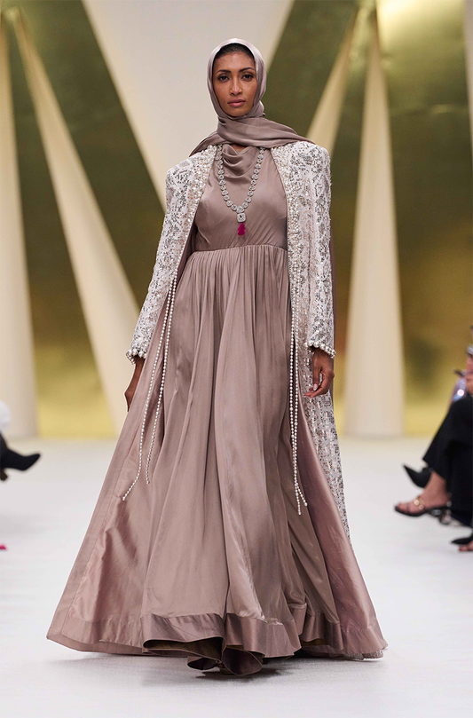 Rose Gold Sequined Jacket with Jalabia