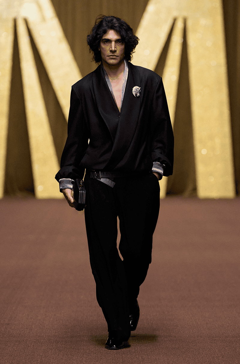 Black Overlapped Jacket Set