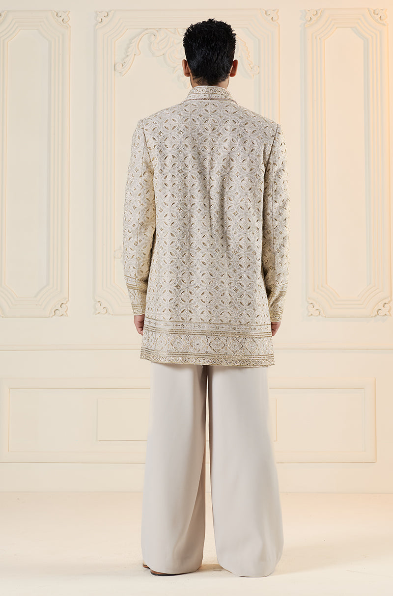 Ivory Embroidered Sherwani Set