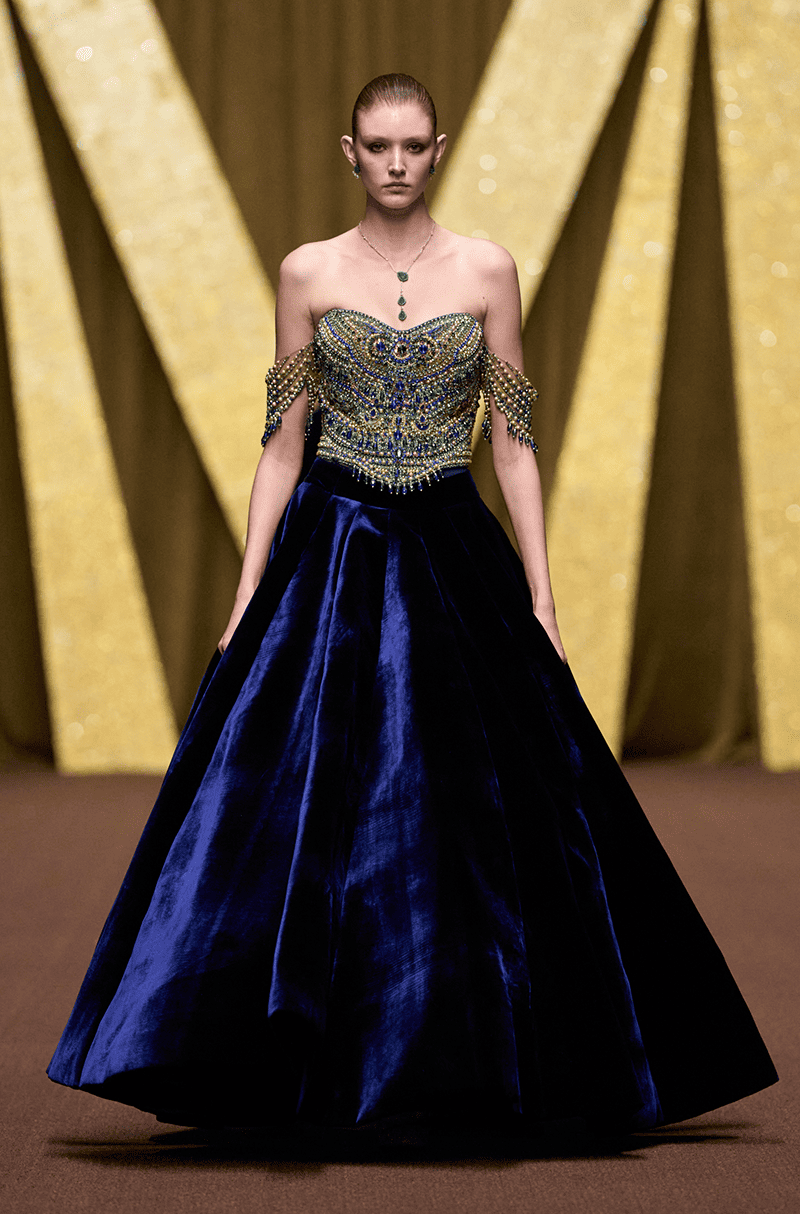 Navy Blue Velvet Skirt Set