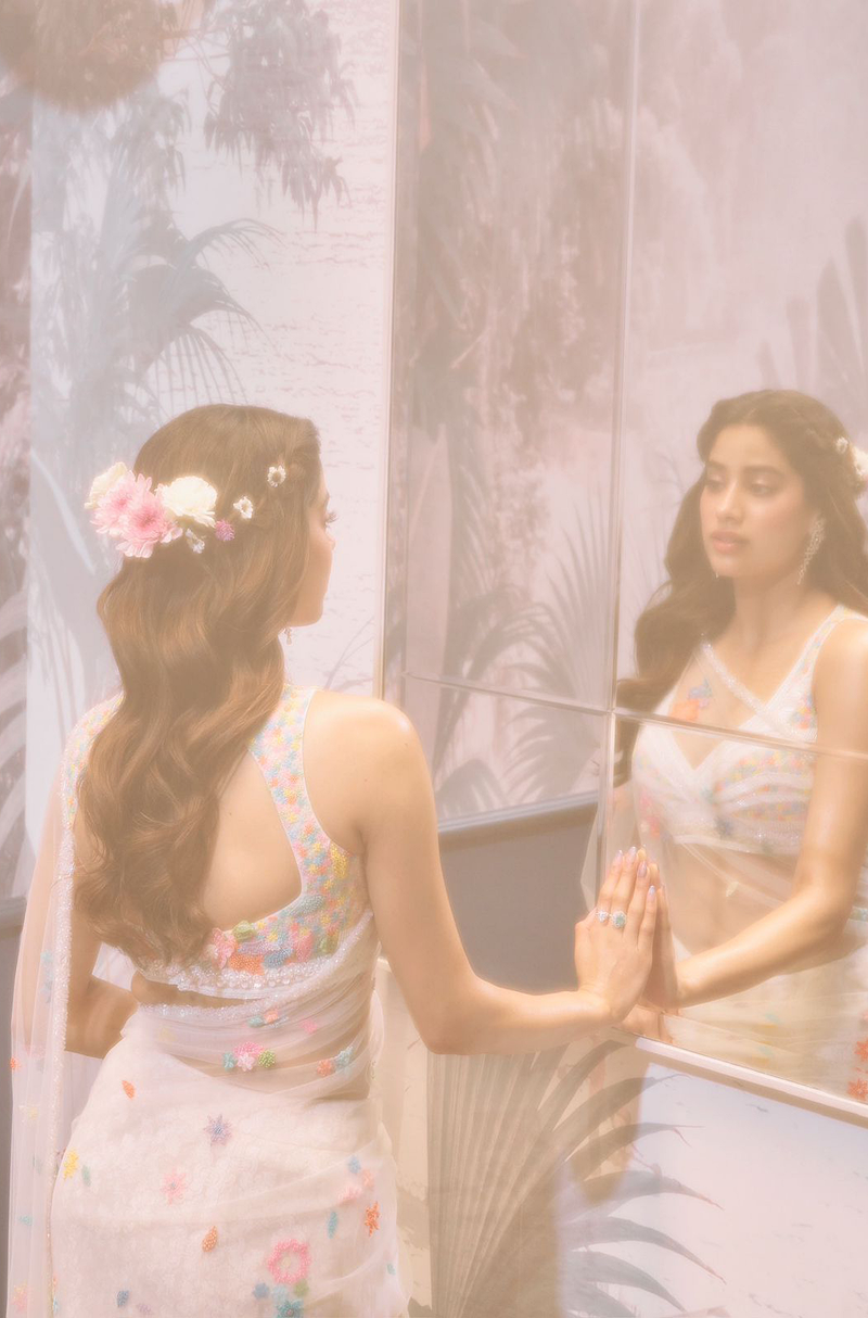 Janhvi Kapoor in our White Floral Saree