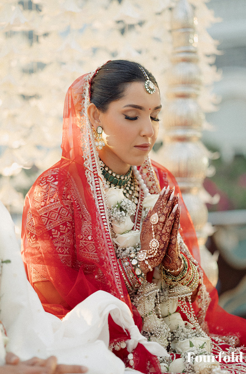 Bride: Nitya Chablani in our Red Embroidered Lehenga Set