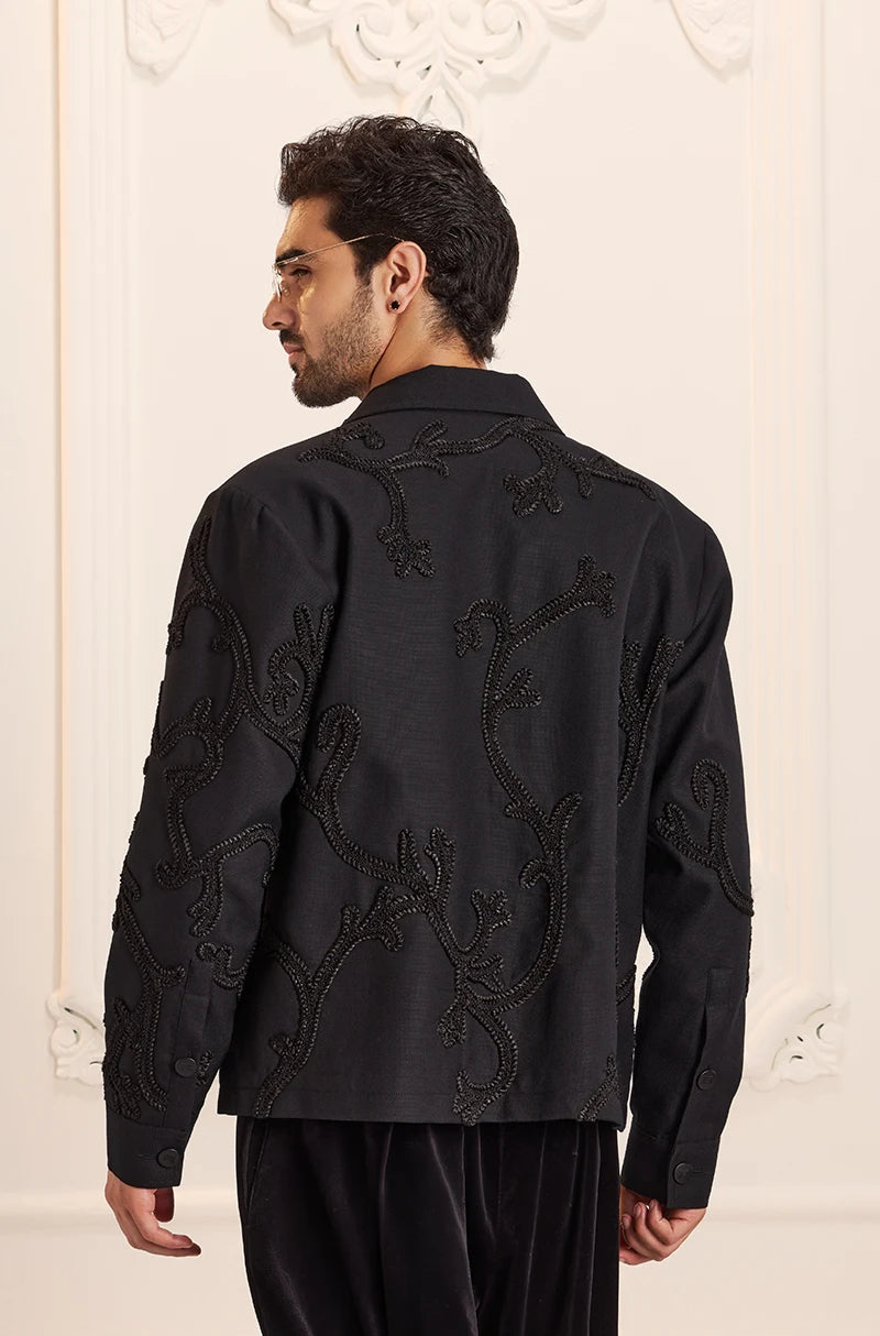 Black On Black Embroidered Jacket