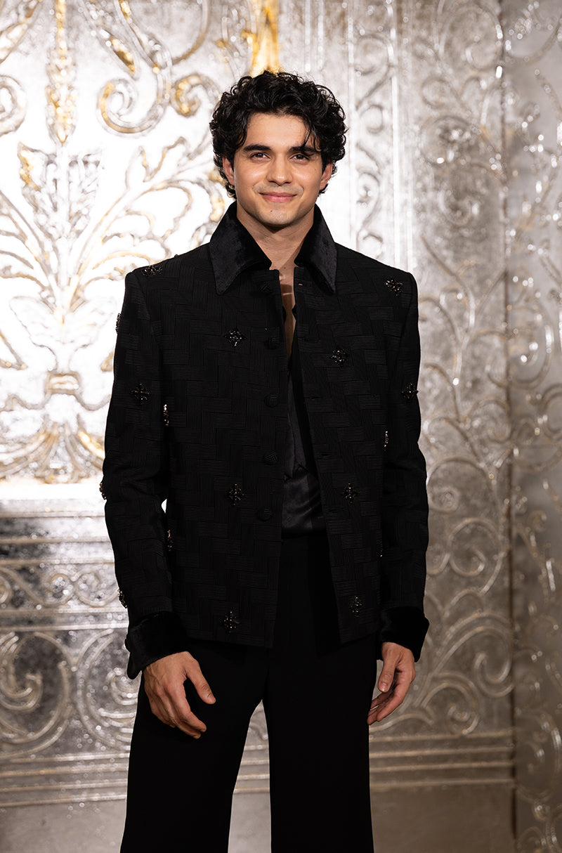 Abhay Verma in our Black Textured Embellished Jacket Set