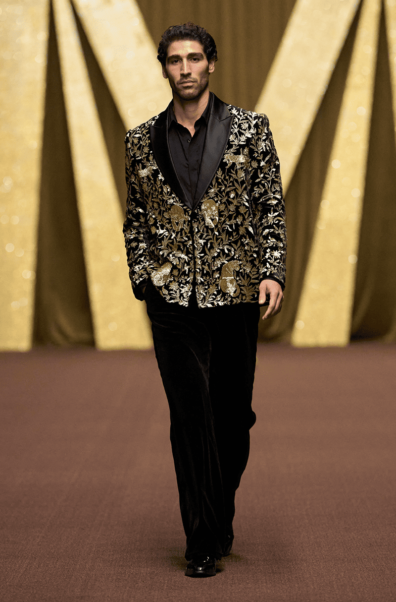 Black & Gold Embroidered Tuxedo