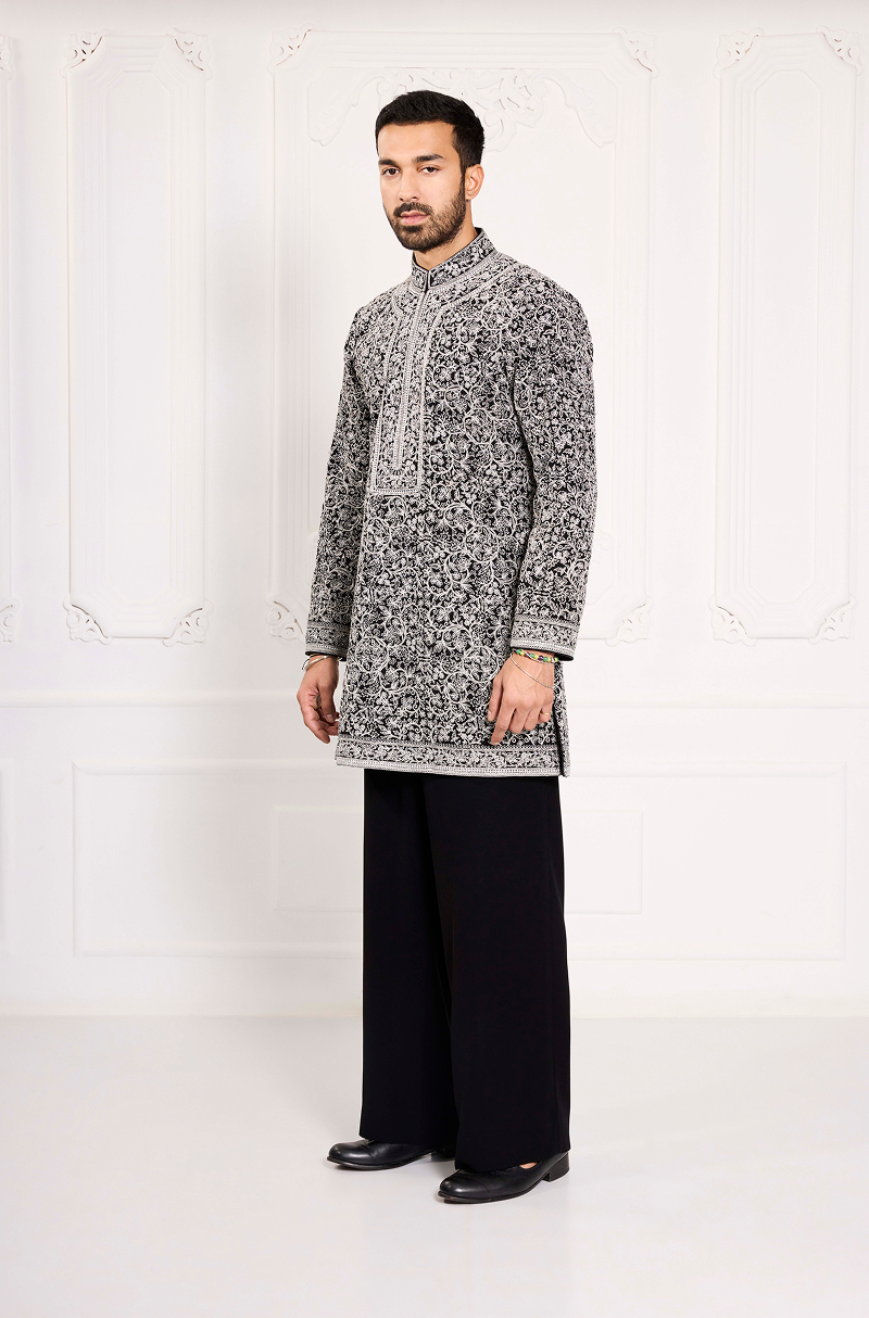 Black Dori Thread All Over Embroidered Kurta Set