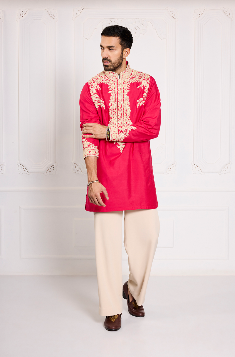 Red Dori Embroidered Kurta Set