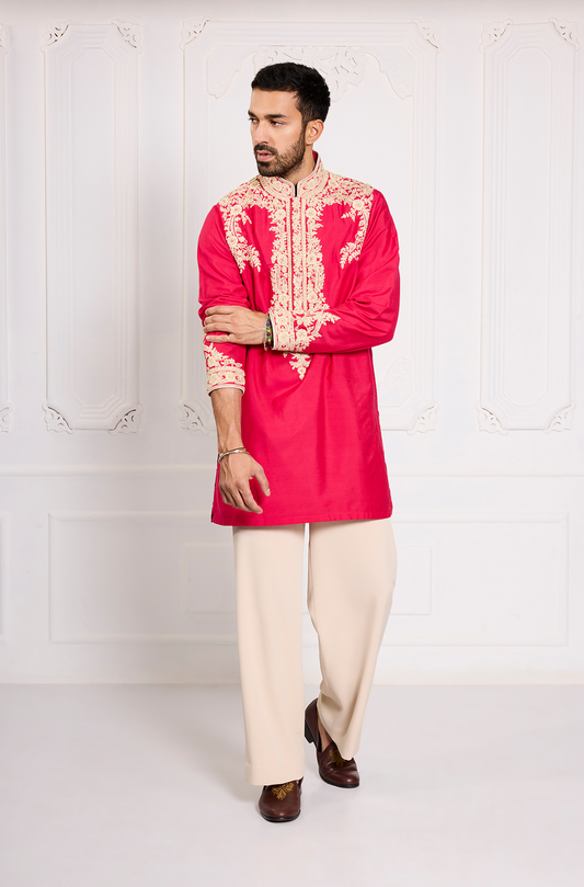 Red Dori Embroidered Kurta Set