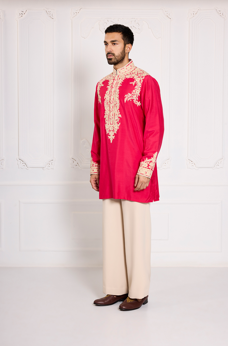 Red Dori Embroidered Kurta Set
