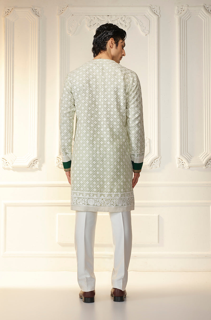 Mint Green Threadwork Kurta Set
