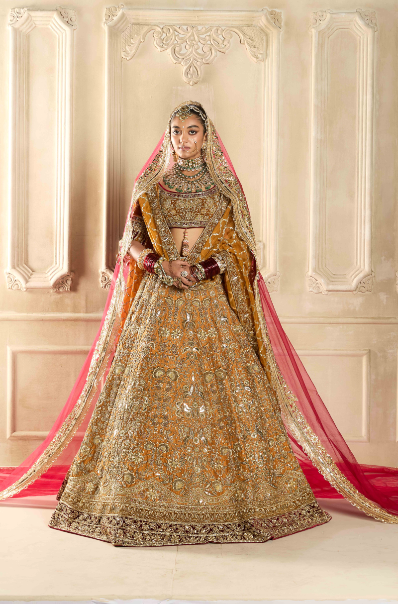Mustard Embroidered Lehenga Set