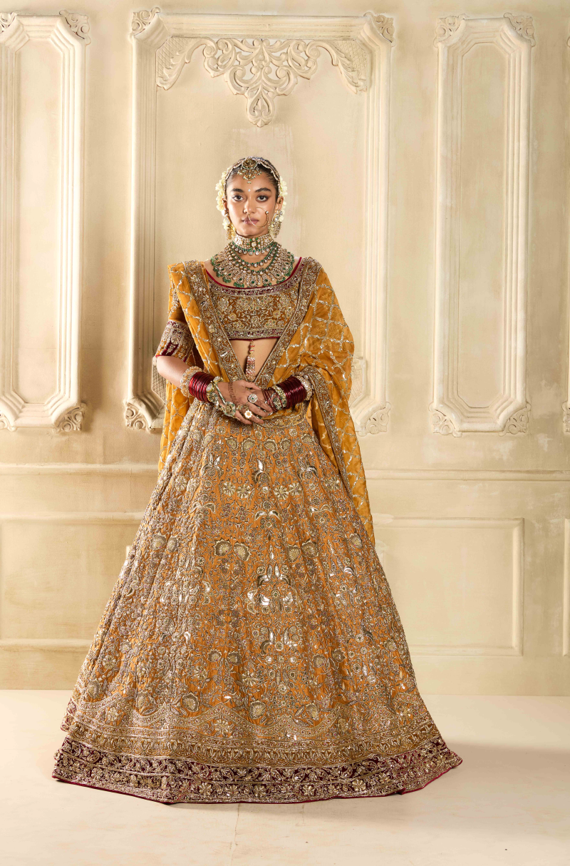 Mustard Embroidered Lehenga Set