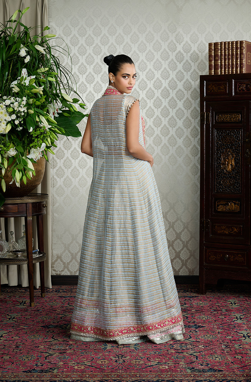 Powder Blue Brocade Sharara Set