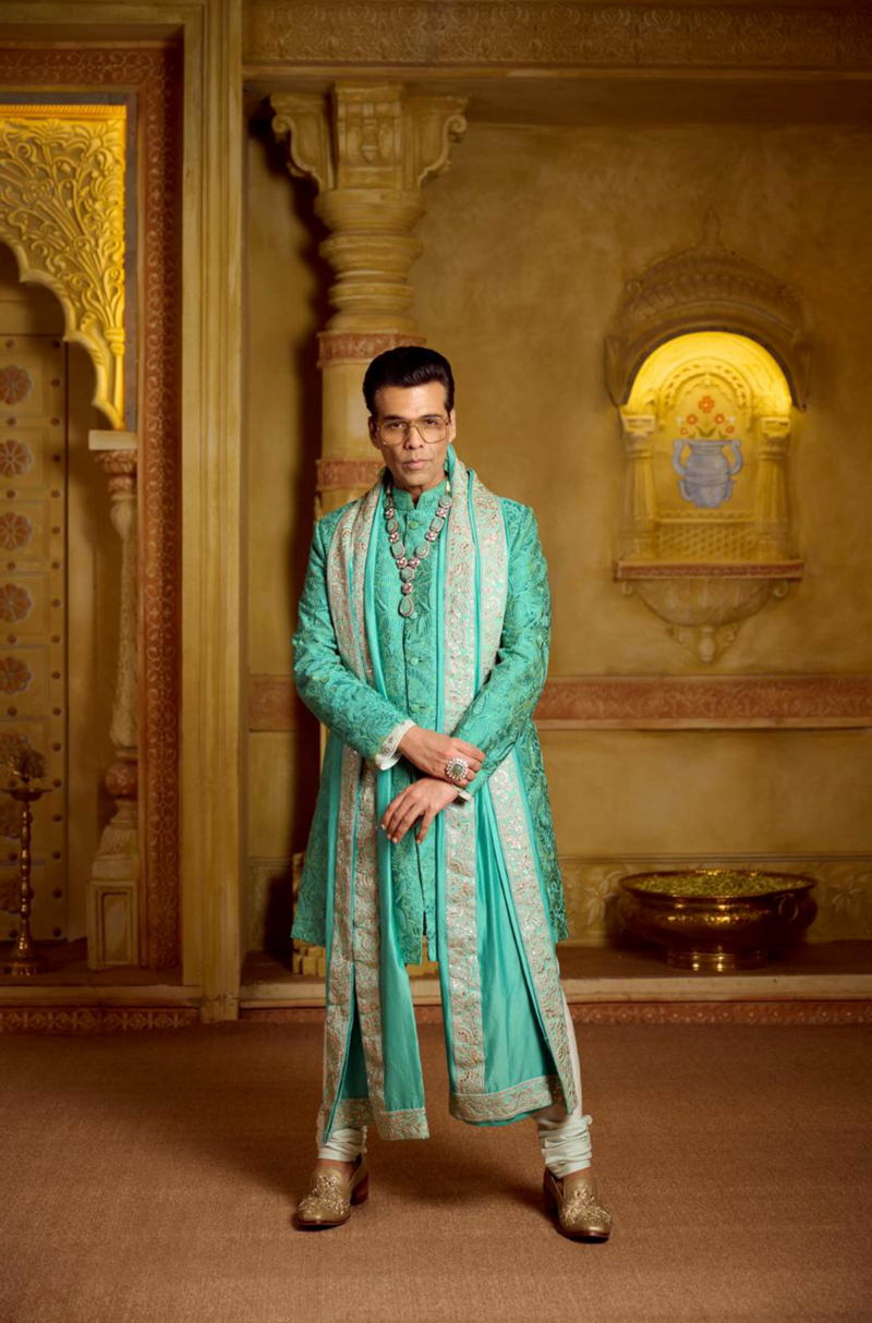 Karan Johar in our Sea Green Embroidered Sherwani Set