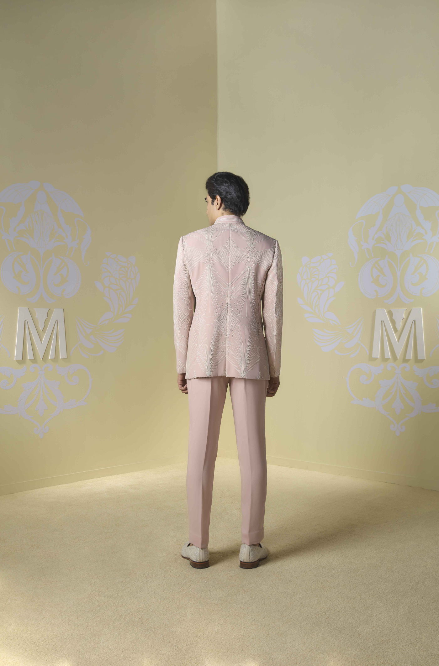 Blush Pink Embroidered Bandhgala Set