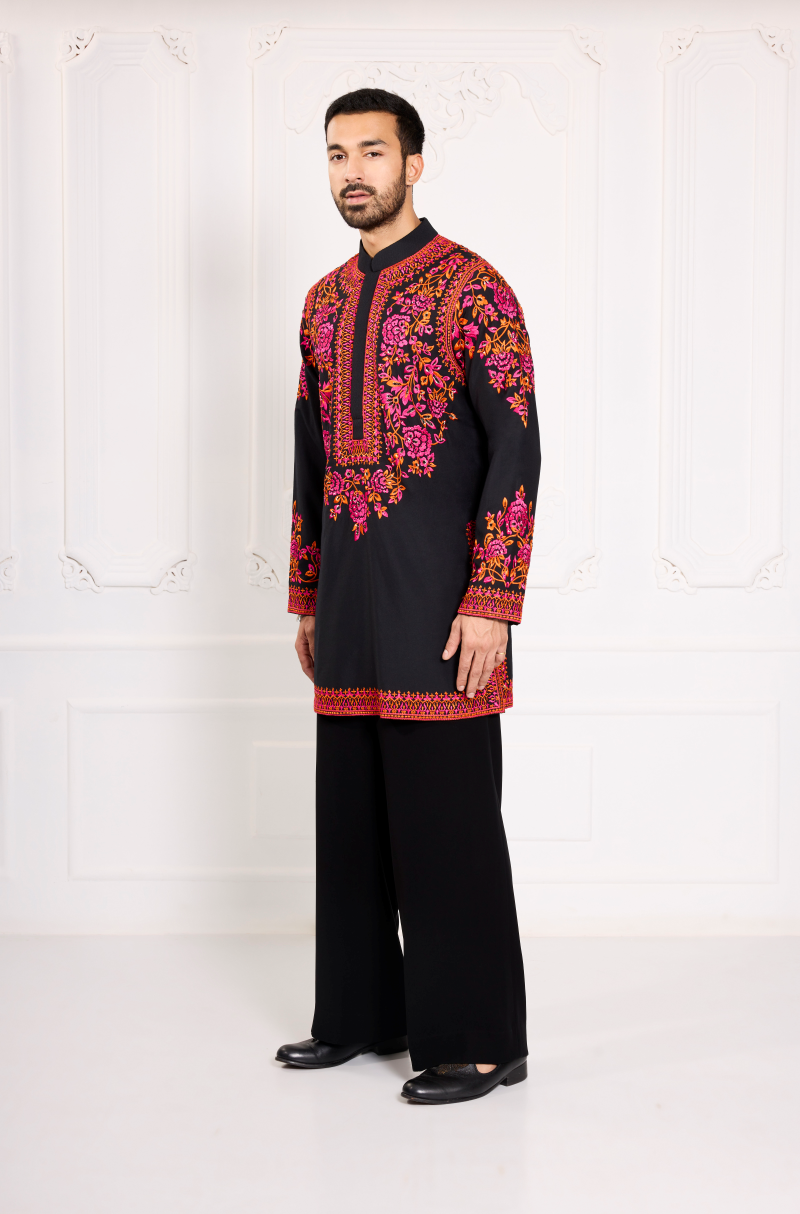 Black Resham Embroidered Kurta Set