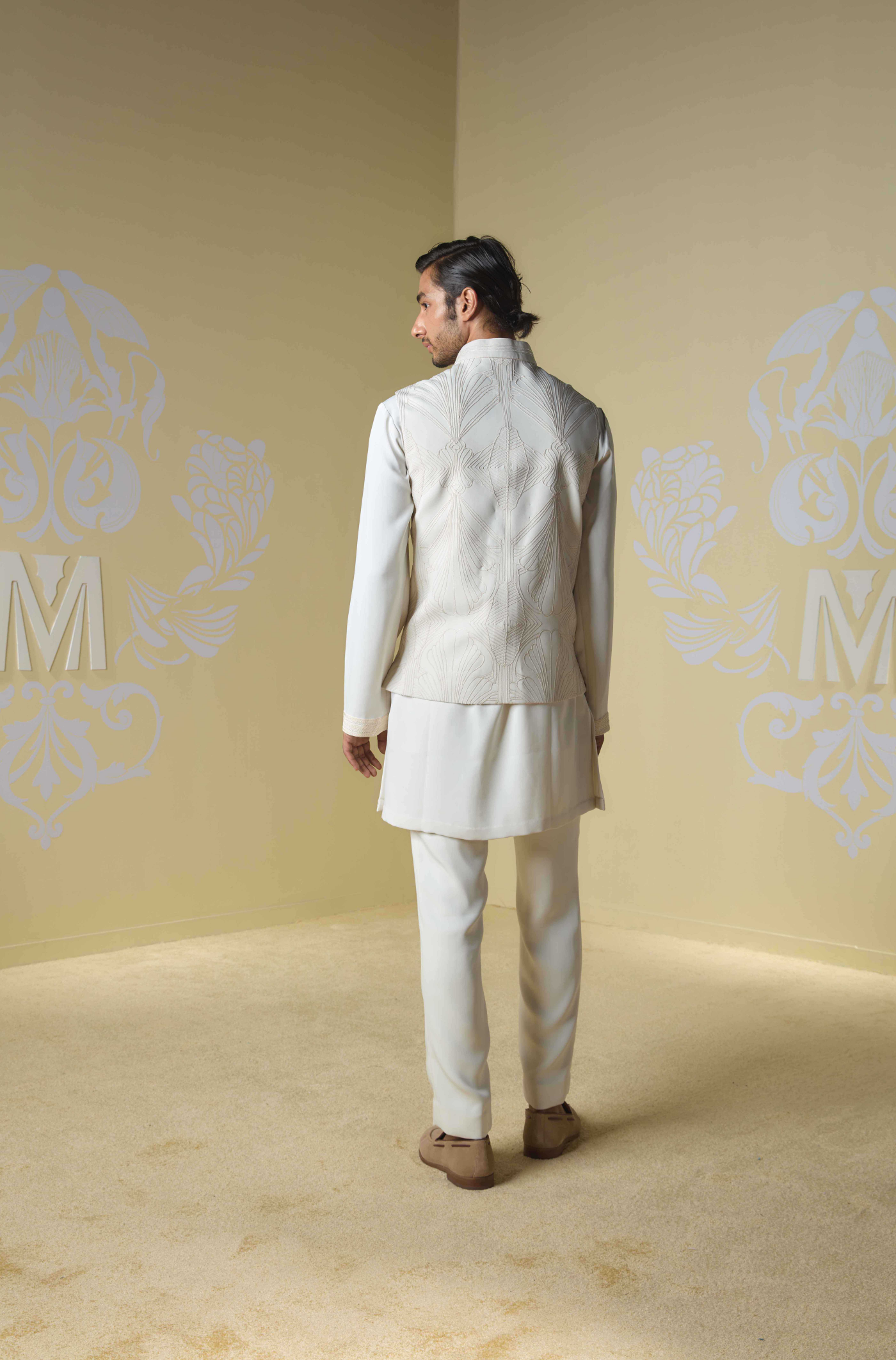 Ivory Embroidered Bundi Set