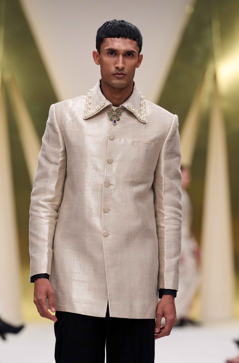 Light Gold Silk Jacket Set