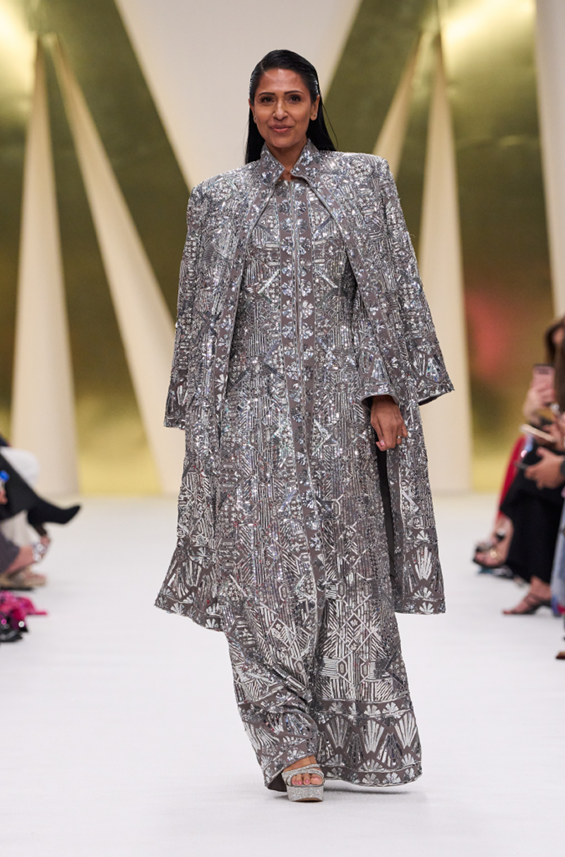 Grey Embroidered Long Jacket