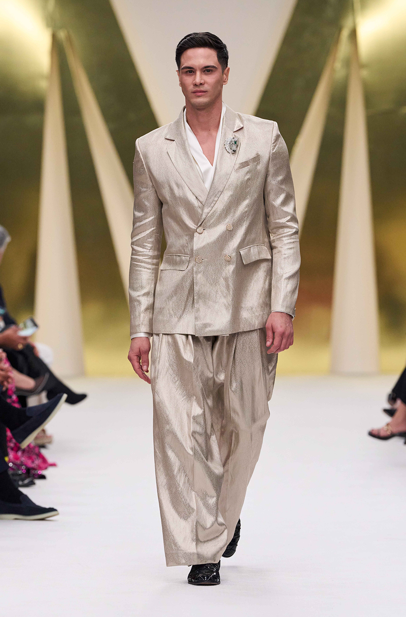 Ivory Brocade Blazer Set