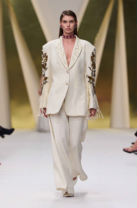 Ivory Threadwork Blazer Set