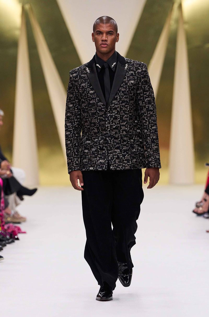 Black & Silver Embroidered Suit Set