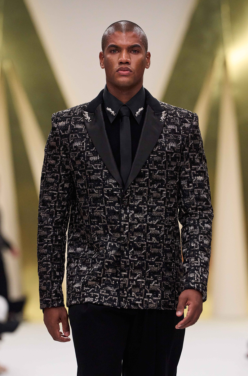 Black & Silver Embroidered Suit Set