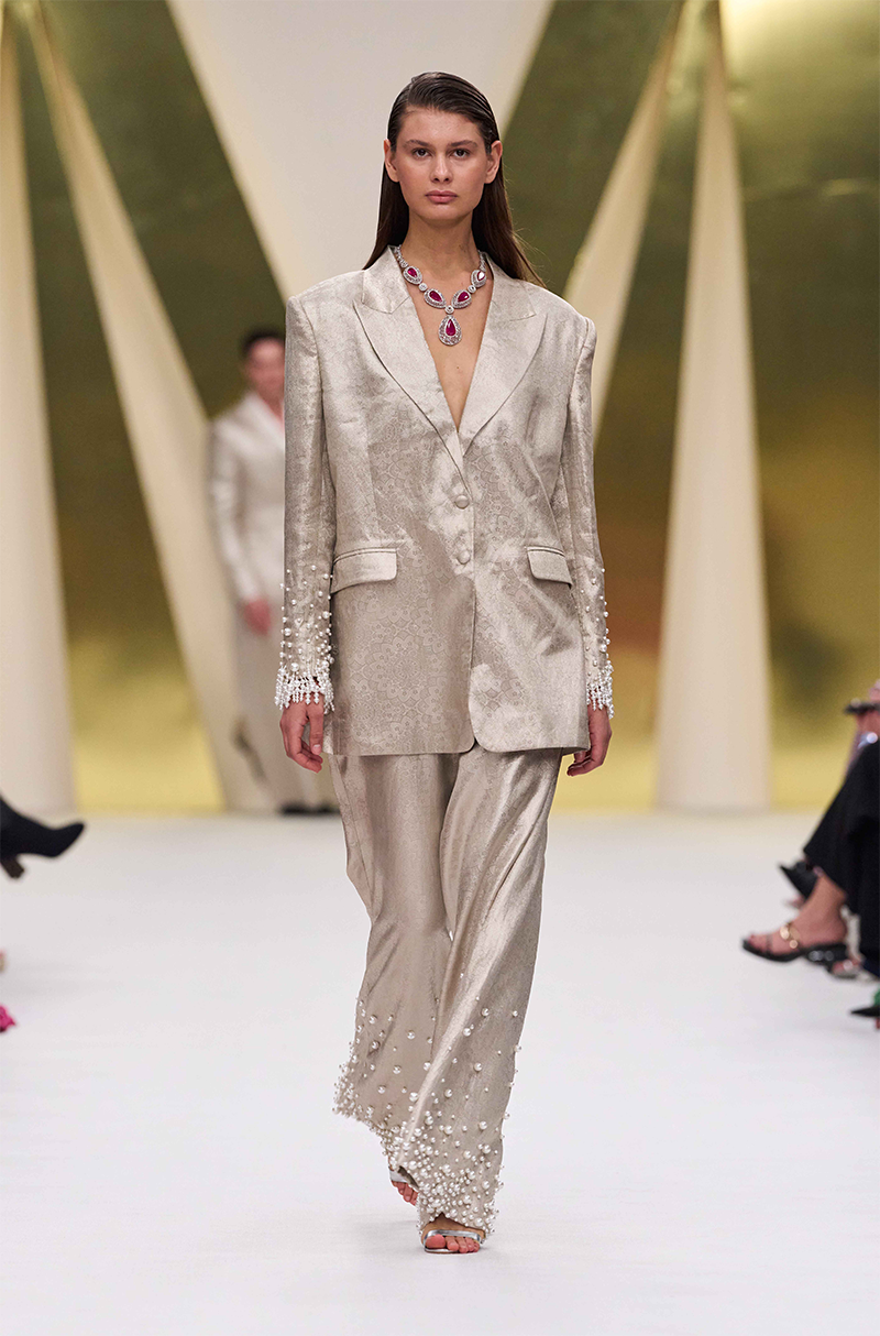 Silver Brocade Blazer Set