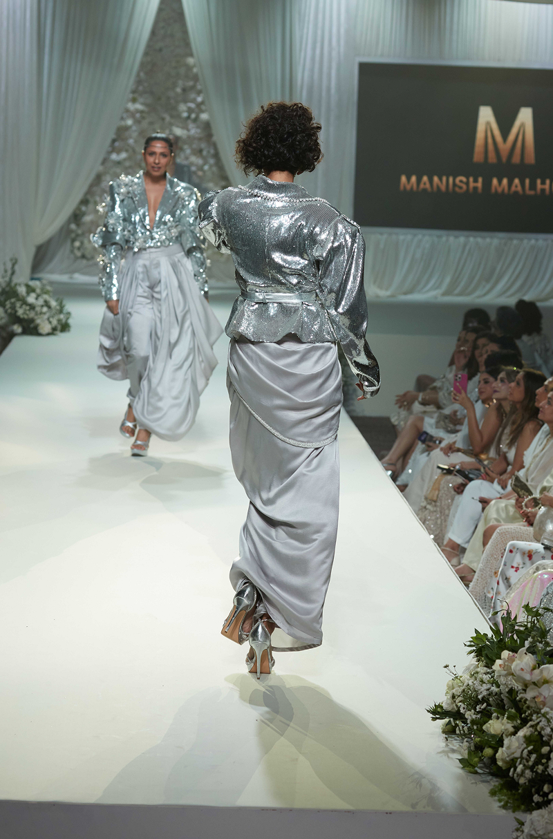 Silver Sequin Jacket Skirt Set