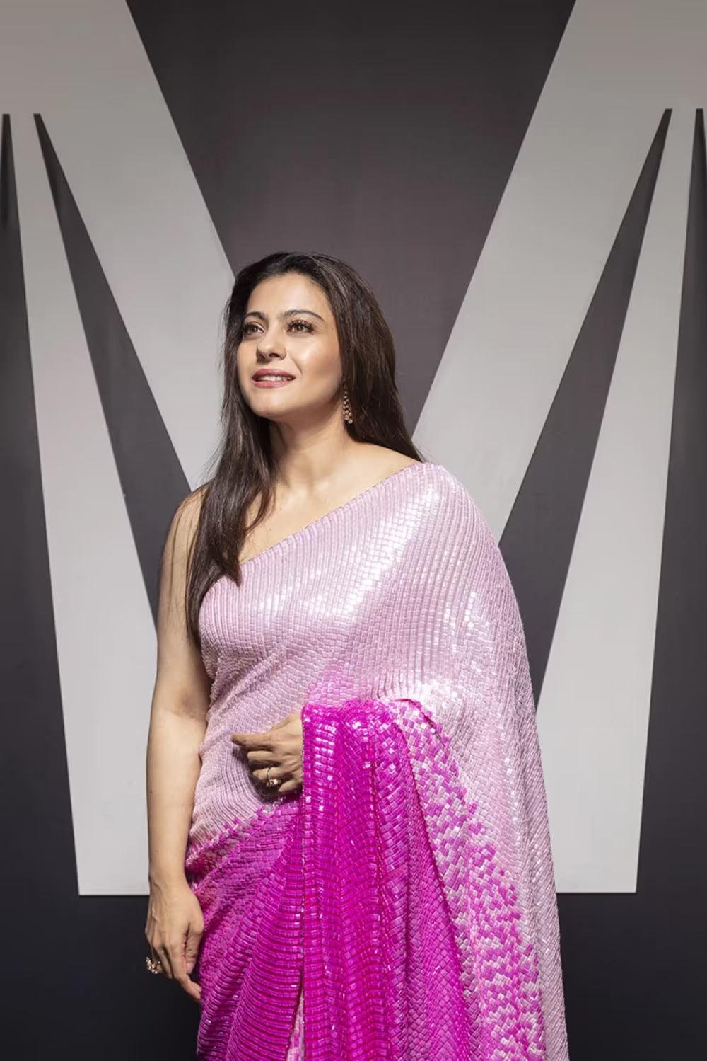 Kajol in our Signature Fuschia Ombré Saree Set