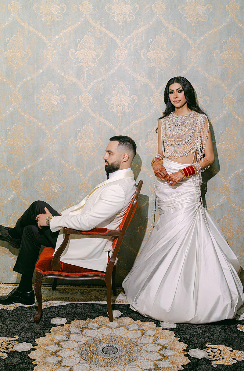 Bride: Simran Asere in our Ivory Silk Draped Swirl Skirt Set